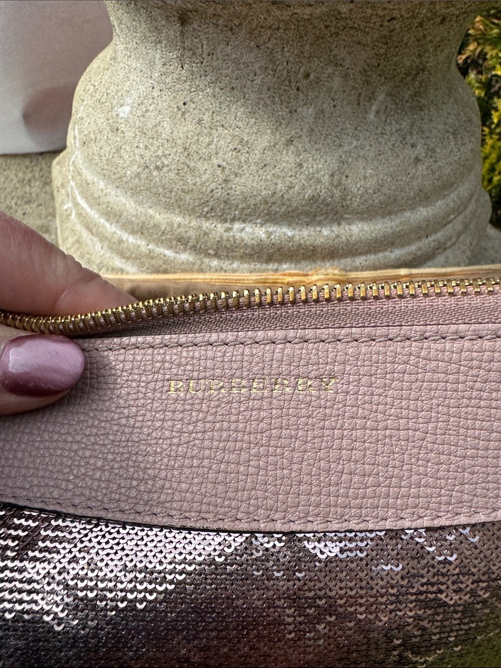 Burberry Pink Sequin Check Canvas Crossbody Purse - Picture 9 of 13